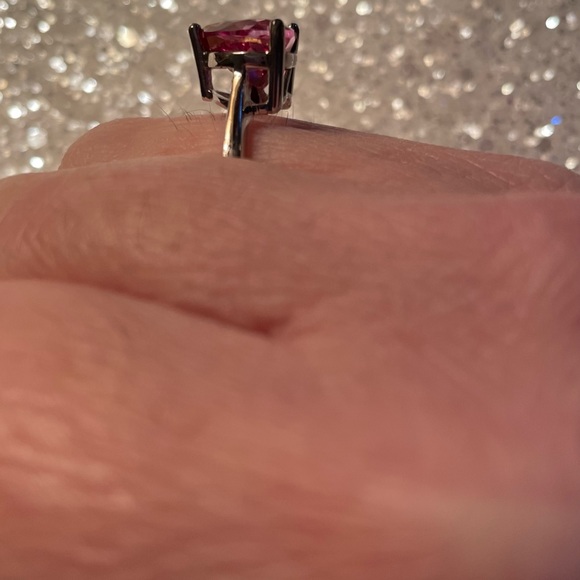 Authentic pink topaz heart ring 925 sterling silver size 8 ring can be sized - Picture 4 of 5